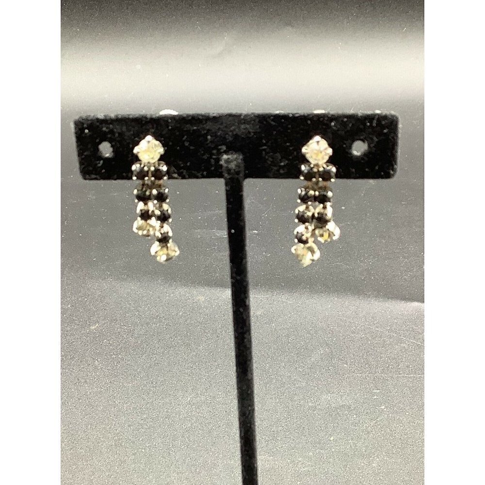 VINTAGE rhinestone screwback drop dangle earrings